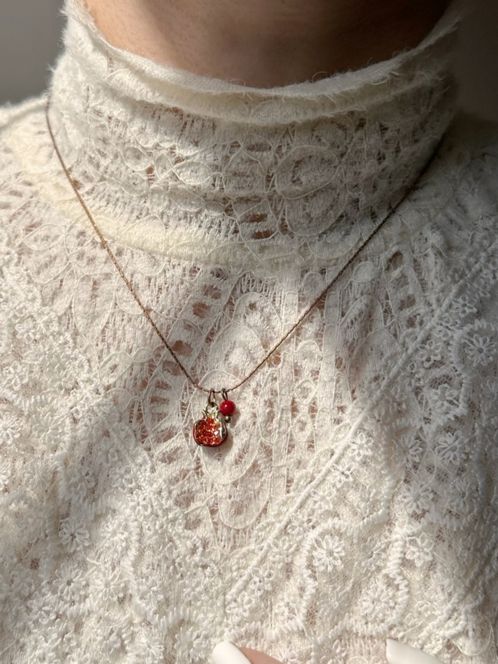 vintage vibe pomegranate charm necklace